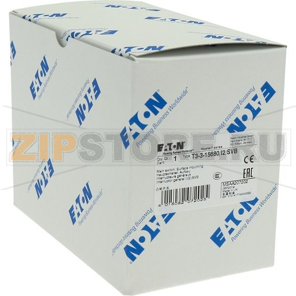 Выключатели главные, T3, 32 A, 3 модуля, 3-полюсн Eaton T3-3-15680/I2/SVB 