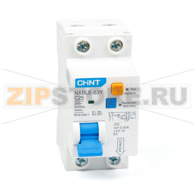 Дифавтомат 25 А, 30 мА, 4.5 кА Chint NXBLE-63Y 