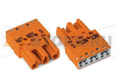 Штекер; 3-пол.; Код. R; 4,00 mm; оранжевые Wago 770-1353 Protected against mismating and maintenance-freePush-in CAGE CLAMP® spring pressure connection technology allows solid conductors to be simply pushed into a unit.Two wire connections per pole for loops or bridgesAdditional variable coding is possible....