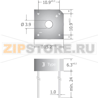 Мост диодный 6 А, 400 В, кремниевый, однофазный, корпус: KBPC Diotec KBPC604 