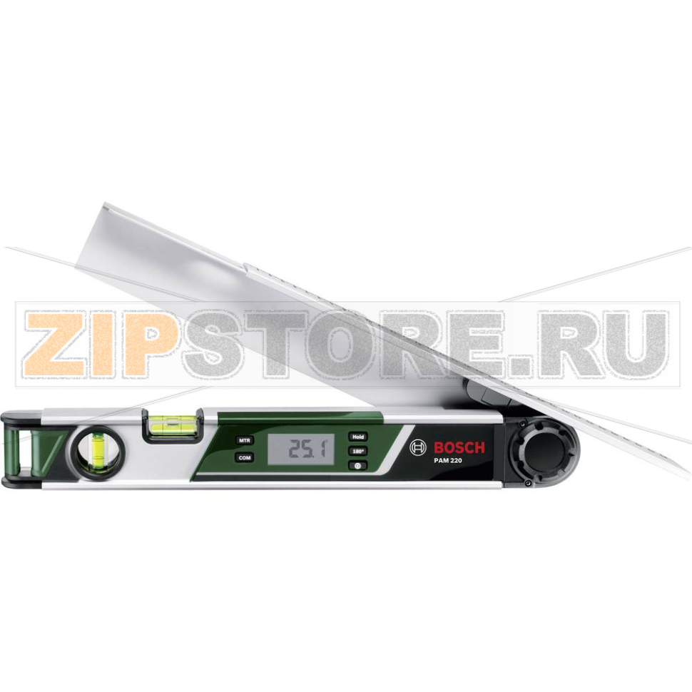 Транспортир цифровой, диапазон измерения: 0-220°, длина бедра: 40 см Bosch PAM 220 