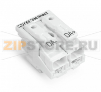 Lighting connector; push-button, external; for Linect®; without ground contact; 2-pole; Cod. I; Lighting side: for solid conductors; Inst. side: for all conductor types; max. 2.5 mm; Surrounding air temperature: max 85°C (T85); 1,50 mm; white Wago 294-8