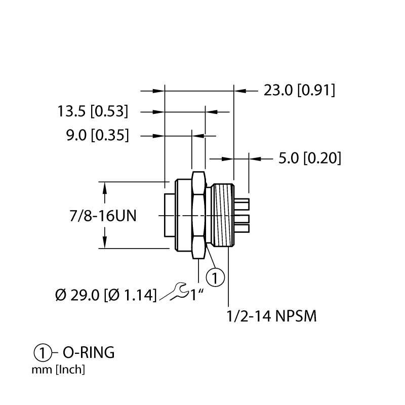 Разъем панельный 7/8” Turck RKF 57 