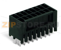 MCS MINI HD Вилка THT, 2-рядн.; 0.8 x 0.8 mm solder pin; прямые; 100% защита от неправильного подсоединения; Шаг контактов 3,5 мм; 2 x 12-полюсов; черные Wago 713-1412