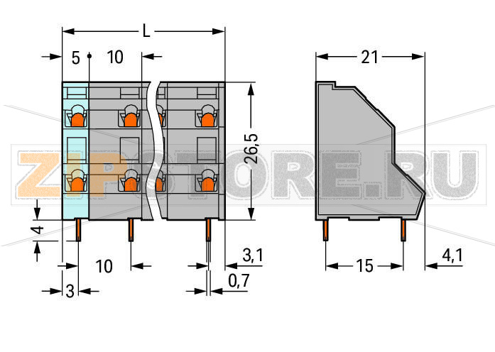 Двухуровневая клемма на печатную плату; 2,5 мм; Шаг контактов 10 мм; 6-пол.; CAGE CLAMP®; 2,50 mm; серые Wago 736-703 Клеммные колодки с соединением CAGE CLAMP®, монтаж проводников при помощи отверткиВысокоплотная двухуровневая конструкция для компактного монтажа нескольких проводников в ограниченном пространствеИндивидуальная маркировка с помощью струйного принтера для всех уровней монтажаКлеммные колодки с объединяющими колодками для распределения потенциалов...