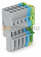 1-проводниковая розетка; 4 mm; 6-пол.; 4,00 mm; серые, синие, желто-зеленые Wago 769-106/000-038