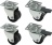 CASTOR SWIVELS WITH BRAKE KIT 4 PCS