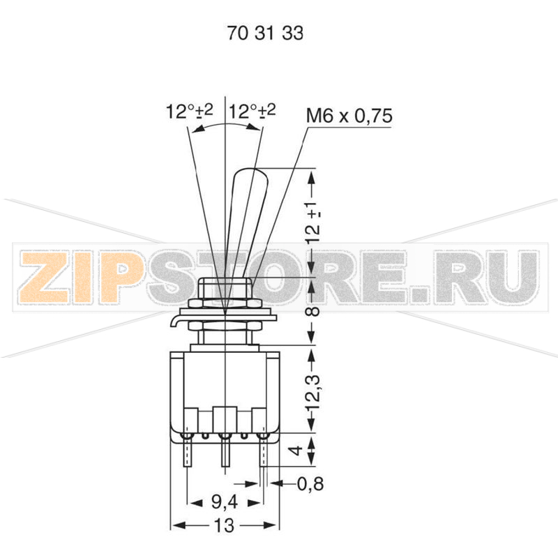 Тумблер 125 В/AC, 6 А, 3 x вкл/вкл, 1 шт Miyama MS 500-M-BC 