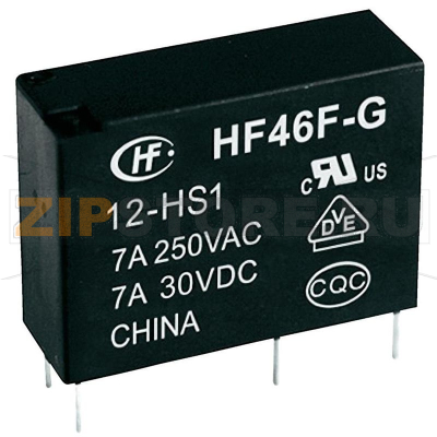 Реле электромагнитное 12 В/DC, 10 А, 1 шт Hongfa HF46F-G/012-HS1 