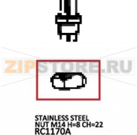 Stainless steel nut M14 H=8 CH=22 Unox XB 893