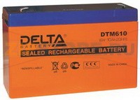 Delta DTM 610 Свинцово-кислотный аккумулятор Delta DTM 610 (характеристики): Напряжение - 6 В; Емкость - 10 Ач; Габариты: 151 мм x 50 мм x 100 мм, Вес: 1,85 кгТехнология аккумулятора: AGM VRLA Battery