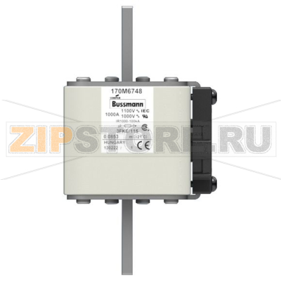 Предохранитель, 1000 A, AC 1100 В, 100 кА, size 3, 76x92x159 мм, aR, IEC UL Eaton FUSE 1000A 1 
