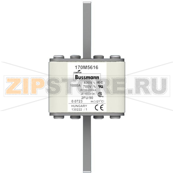 Предохранитель, 1000 A, AC 690 В, 200 кА, size 2, 61x77x135 мм, aR, IEC UL Eaton FUSE 1000A 69 