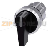 Рычажный переключатель с подсветкой, 22 мм, кругл., глянцевый металл, цвет: черный, рукоятка, длинная, 3 положения переключателя O-I-II, с фиксацией, угол переключения 2 x 45&#176;, 10:30 ч/12 ч/13:30 ч Siemens 3SU1052-2CL10-0AA0