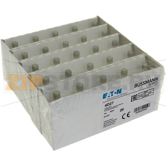 Предохранитель, 4 A, AC 500 В, 50 кА, D2, gL/gG, IEC с задержкой Eaton FUSE-D2 4A T GL/GG 500VAC E 