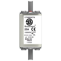 Предохранитель, 40 A, AC 1000 В, 125 кА, DIN 00, aR, DIN, IEC Eaton FUSE 40A 1000V DIN 00 AR