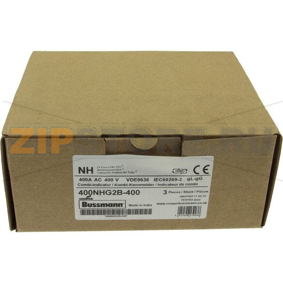 Предохранитель, 400 A, AC 400 В, 120 кА, NH2, gL/gG, IEC Eaton NH FUSE 400A 400V GG/GL SIZE 2 