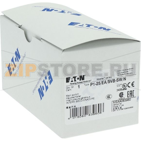 Выключатели главные, P1, 25 A, 3-полюсн. + N Eaton P1-25/EA/SVB-SW/N 