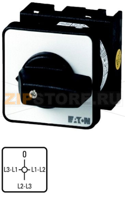 Переключатели вольтметра, 20 A, 3-х фаз, 0-L1/L2 L2/L3 L3/L1, 90°, с фиксацией Eaton T0-2-15176/E 