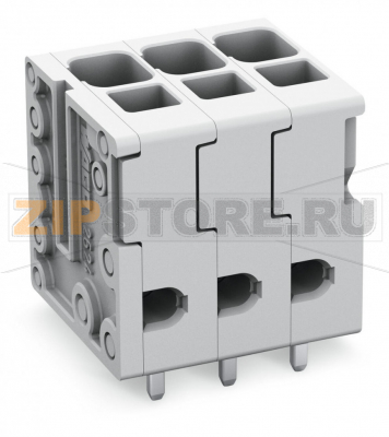 Клемма на печатную плату; 4 mm; Шаг контактов 5 мм; 6-пол.; Push-in CAGE CLAMP®; 4,00 mm; серые Wago 2624-3106 Клеммные?колодки?с?зажимами?Push-in CAGE CLAMP®,?приводимыми?в?действие?при?помощи?нажимных?кнопокЗажим одножильных проводников и тонкожильных проводников с наконечниками путем вставкиНажимные кнопки, открывающие зажим с минимальными усилиями, для простого подключения / извлечения тонкопроволочных проводниковУдобный монтаж без использования инструментовИсполнения с тестовыми разъемами и разделителями и без нихДоступны исполнения с индивидуальным внутренним объединением (заводская сборка), например, объединение с заземляющим проводом...