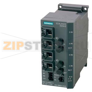 SIMATIC NET, SCALANCE X204-2, УПРАВЛЯЕМЫЙ IE КОММУТАТОР, 4 X 10/100МБИТ/С RJ45 ПОРТА, 2 X 100МБИТ/С МУЛЬТИМОДОВЫХ BFOC, СВЕТОДИОДНАЯ ДИАГНОСТИКА, СИГНАЛЬНЫЙ КОНТАКТ ОШИБКИ С КНОПКОЙ НАСТРОЙКИ, РЕЗЕРВИРОВАННОЕ ПИТАНИЕ Siemens 6GK5204-2BB10-2AA3 