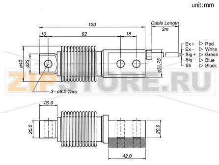 Тензодатчик CAS HBS-100L (LOAD CELL) для весов CAS Тензометрический датчик веса CAS HBS-100 консольного типаНПВ 100кг, материал - нержавеющая сталь, класс защиты IP67
