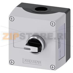 Корпус для командных устройств 22 мм, кругл., материал корпуса: пластмасса, верхняя часть корпуса, цвет: серый, 1 командный пункт, A = рычаг, цвет: черный, металл, 3 положения переключателя, нажатием на кнопку, 1 НО, 1 НО, подключение на пружинных клеммах 