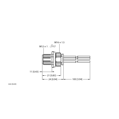 Разъем фланцевый M12 (папа) Turck FS54PK-0.5/M16 