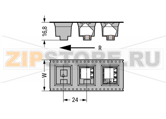 Клемма THR на печатную плату; 2,5 мм; Шаг контактов 5 мм; 4-пол.; CAGE CLAMP®; упаковка в ленте на бобине; опция объединения; 2,50 mm; черные Wago 236-404/334-604/997-406 Клеммные колодки из жароустойчивого пластика подходят для пайки оплавлением припояСтандартная упаковка в картонную коробку; в ленте на бобине для автоматической сборки на месте — по запросуДвойные выводы по пайку для высокого уровня механической стабильности...