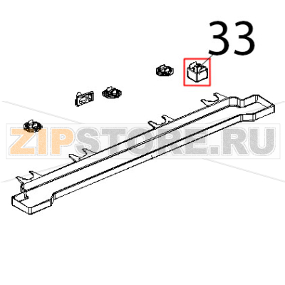 Piedino 35x35, H26, plastica and gomma grigio Unox XVC 104 Piedino 35x35, H26, plastica and gomma grigio Unox XVC 104Запчасть на деталировке под номером: 33