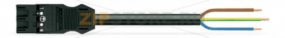 pre-assembled connecting cable; B2ca; Plug/open-ended; 3-pole; Cod. A; 8 m; 1,50 mm; black Wago 771-9293/216-801 Protected against mismating and maintenance-freeAdditional variable coding is possible....