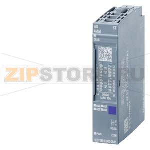 SIMATIC ET 200SP, МОДУЛЬ АНАЛОГОВОГО ВЫВОДА, AQ 4XU/I, НАПРЯЖЕНИЕ/ТОК, СТАНДАРТНЫЙ, ДЛЯ УСТАНОВКИ НА БАЗОВЫЕ БЛОКИ ТИПА A0, A1, ЦВЕТОВОЙ КОД CC00, ДИАГНОСТИКА МОДУЛЯ, 16 БИТ, +/-0,3% Siemens 6ES7135-6HD00-0BA1 