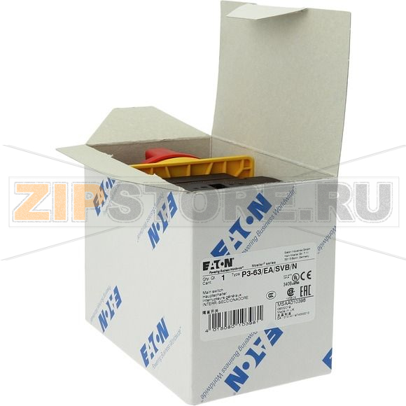 Выключатели главные, P3, 63 A, 3-полюсн. + N Eaton P3-63/EA/SVB/N 