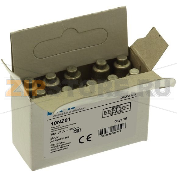 Предохранитель, 10 A, AC 400 В, 50 кА, D01, gL/gG, IEC с задержкой Eaton FUSE-D01 10A T GL/GG 400V 