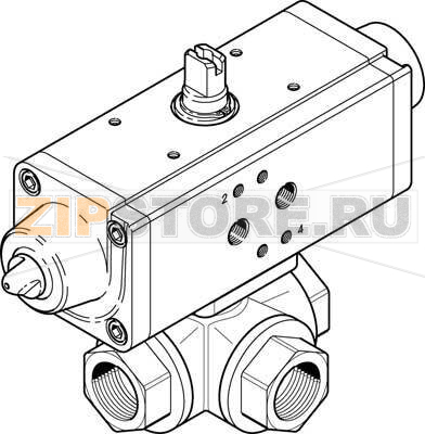 Кран шаровой с приводом Festo VZBA-2&quot;-GGG-63-32L-F0507-V4V4T-PS90-R-90-С 