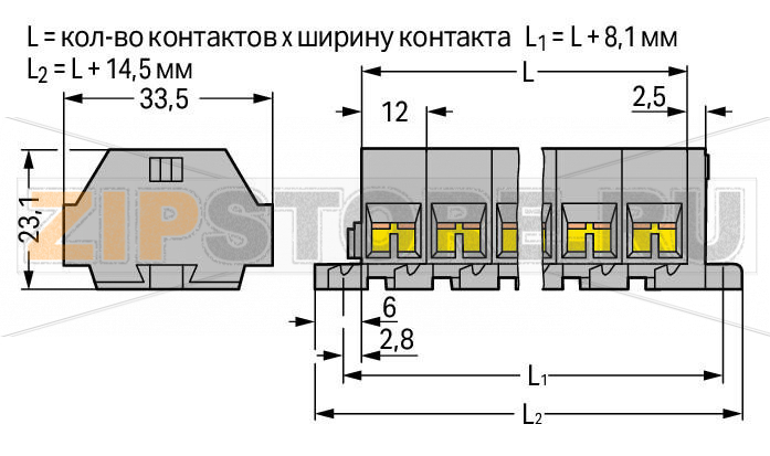 4-проводная клеммная колодка; 2-пол.; без кнопок; с крепежными фланцами; для винтового или аналогичных типов крепления; Крепежное отверстие 3,2 мм O; 4 mm; CAGE CLAMP®; 4,00 mm; серые Wago 262-202 