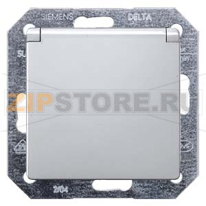 DELTA I-SYSTEM АЛЮМИНЕВЫЙ МЕТАЛЛИК РОЗЕТКА SCHUKO 10A DC/16А AC 250В C ЗАЩИТНЫМ КОНТАКТОМ  C ОТКИДЫВАЮЩЕЙСЯ КРЫШКОЙ C БЕЗРЕЗЬБОВЫМИ КОНТАКТНЫМИ ЗАЖИМАМИ ЭЛ.-МЕХ. ЧАСТЬ Siemens 5UB1937 