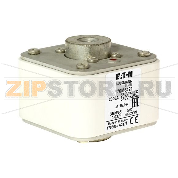 Предохранитель, 800 A, AC 1250 В, 125 кА, 2xsize 3, aR, IEC Eaton FUSE 800A 1250V 2//3BKN/75 AR 