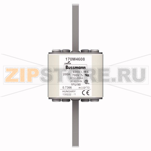 Предохранитель, 200 A, AC 690 В, 200 кА, size 1, 53x69x136 мм, aR, IEC UL Eaton FUSE 200A 690V 