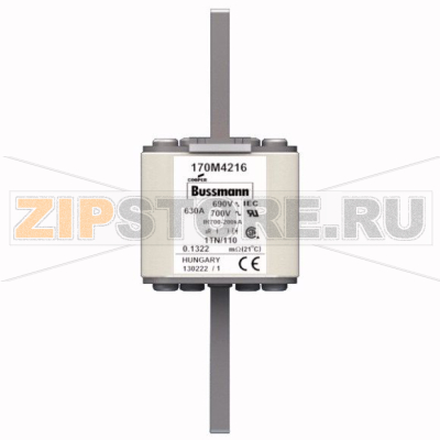 Предохранитель, 630 A, AC 690 В, 200 кА, DIN 1, 53x66x138 мм, aR, DIN, IEC Eaton FUSE 630A 690V 