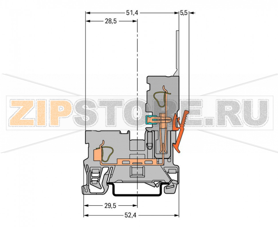 1-проводные / 1-контактные базовые клеммы; для DIN-рейки 35 x 15 и 35 x 7,5; 4 mm; CAGE CLAMP®; 4,00 mm; серые Wago 769-176 