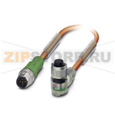 Кабель для датчика / исполнительного элемента Phoenix Contact SAC-5P-M12MS/ 0,6-PUR/M12FR3LVW 5-полюсн., PUR без галогенов, отвержденный излучением, оранжевый RAL 2003, Штекеры прямое M12, А-кодирование, к Гнездо угловой M12, А-кодирование, с помощью 3 светодиода, Длина кабеля: 0,6 м, исполнение на заказ.Минимальный заказ: 1 шт.Упаковка: 1 шт.