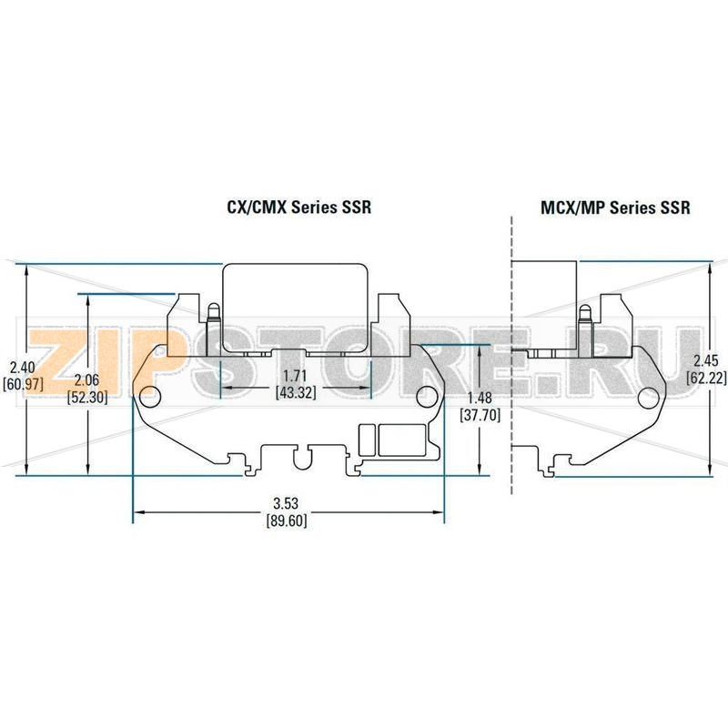 Реле твердотельное на DIN-рейку 5 А, 280 В/AC, 1 шт Crydom DRA1-MCX240D5 
