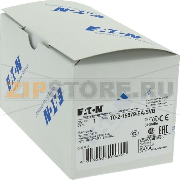 Выключатели главные, T0, 20 A, 2 модуля, 3-полюсн Eaton T0-2-15679/EA/SVB 