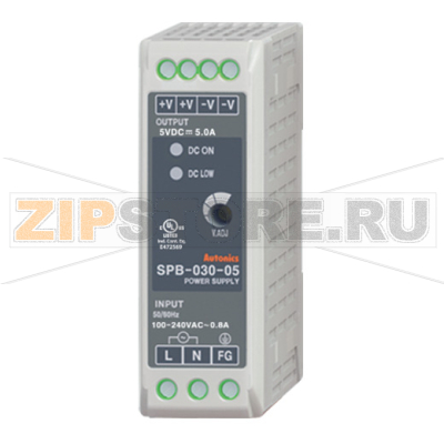 Блок питания импульсный 5 В/DC, 25 Вт, монтаж: на DIN-рейку Autonics SPB-030-05 