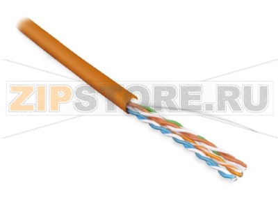 Hyperline UUTP4-C5E-S24-IN-PVC-OR-305 (UTP4-C5E-SOLID-OR-305) (305 м) Кабель витая пара, неэкранированная U/UTP, категория 5e, 4 пары (24 AWG), одножильный (solid), PVC, -20°C – +75°C, оранжевый - гарантия: 15 лет компонентная; 25 лет системная 