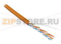 Hyperline UUTP4-C5E-S24-IN-PVC-OR-305 (UTP4-C5E-SOLID-OR-305) (305 м) Кабель витая пара, неэкранированная U/UTP, категория 5e, 4 пары (24 AWG), одножильный (solid), PVC, -20°C – +75°C, оранжевый - гарантия: 15 лет компонентная; 25 лет системная