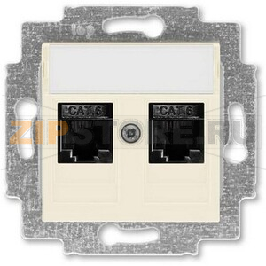 Розетка компьютерная, 2хRJ45, слоновая кость ABB 2CHH296118A6017 