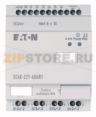 Модуль расширения ввода/вывода, CANopen, 24VDC, 6DI, 4DO (R) Eaton EC4E-221-6D4R1 