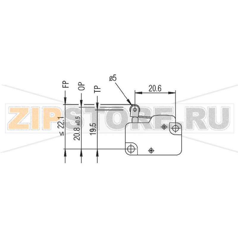 Микропереключатель 250 В/AC, 10 А, 1 x вкл/вкл, без фиксации, 1 шт Marquardt 1006.1201 